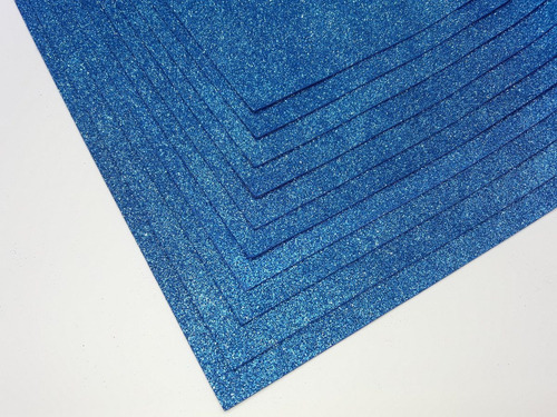 Goma Eva Glitter Azul Oscuro 60x40cm X10unid Mayorista