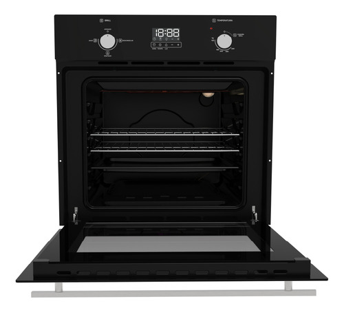 Horno A Gas Empotrable 60 Cm Negro Digital Drean Hgdr601cn