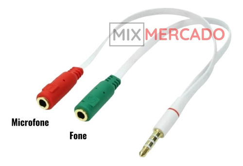 Cabo Adaptador 2 P2 Fêmea 1 P3 Macho 3.5mm Fone Microfone