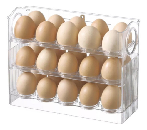 Organizador De Huevos De 3 Niveles Huevera Para 30 Huevos Almacenamiento Heladera De Acrílico Transparente