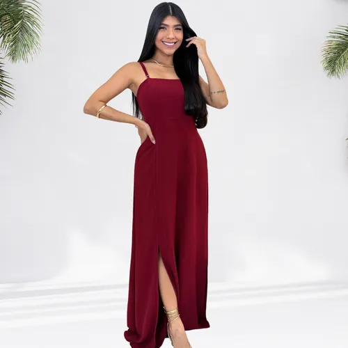 Vestido Longo Elegante Social Crepe Duna Feminino Madrinha