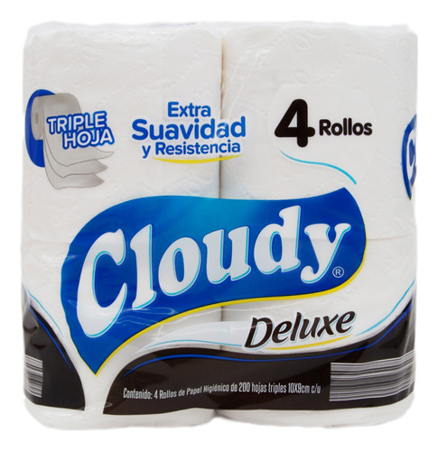 Papel Higiénico Cloudy Deluxe 4 Rollos De 200h C/u