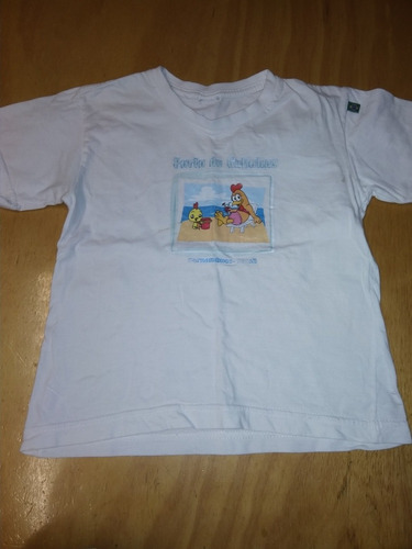 Buzo, Remera Niño Talle 4 Blanca Estampada Adelante 