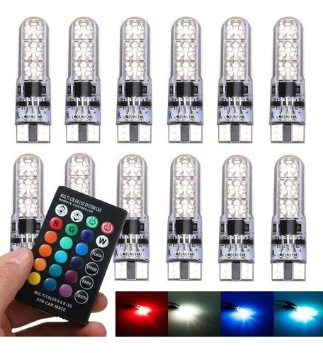 Led T10 Pellizco Rgb A Control Strobo Hiperled Cambus, 12 U