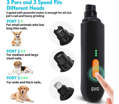 Kit De Corta Uñas Para Mascotas Recargable Con Luz Led