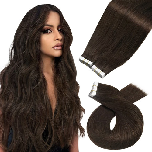 Moresoo Extensiones De Cabello Humano Color Marron Oscuro Co