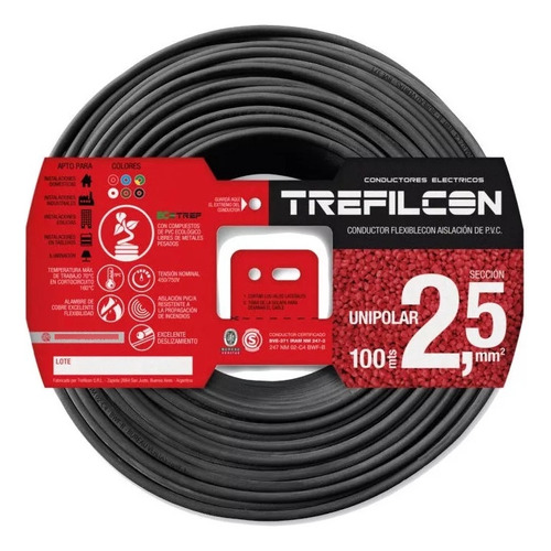 Cable Electrico Normalizado 1x2.5mm Trefilcon X 100 Metros
