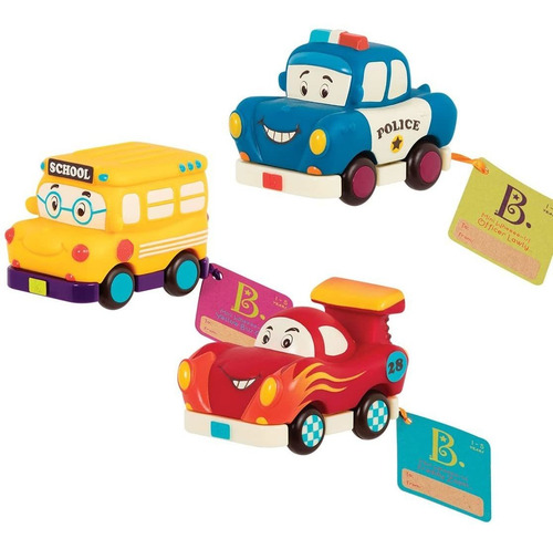 B. Juguetes Por Battat - Juego De Minivehículos De Autobus,