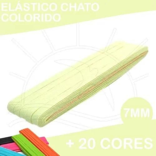 Elástico Chato Colorido 7mm - 10 Metros (ideal Para Biquini) Cor Amarelo-bebê Desenho Do Tecido Liso