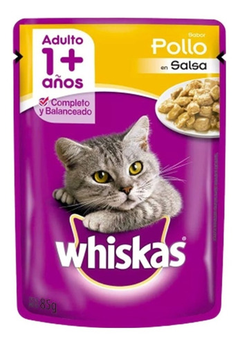 Imagen 2 de 2 de Whiskas Alimento Húmedo Gatos Adulto Pollo 85g X24 Sobres