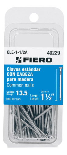 Clavos Para Madera Con Cabeza 1 1/2'' Blister 70 Piezas