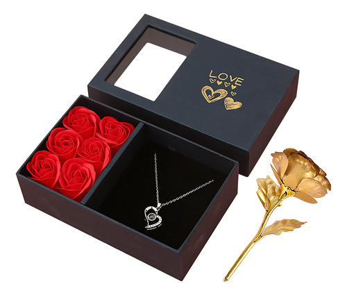 Set De Regalo D Simulation Rose Con Pulsera De Cristal, Caja