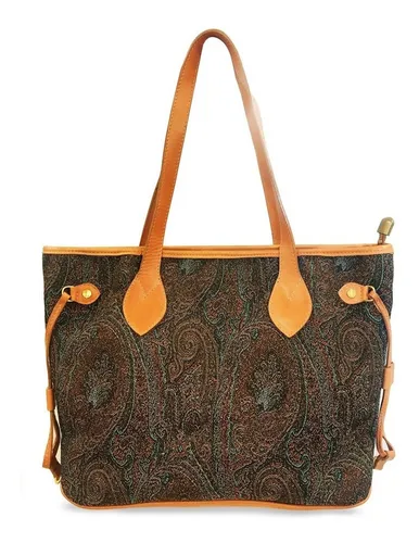 Cartera De Mujer En Cuero Marr n Bolsillos Internos