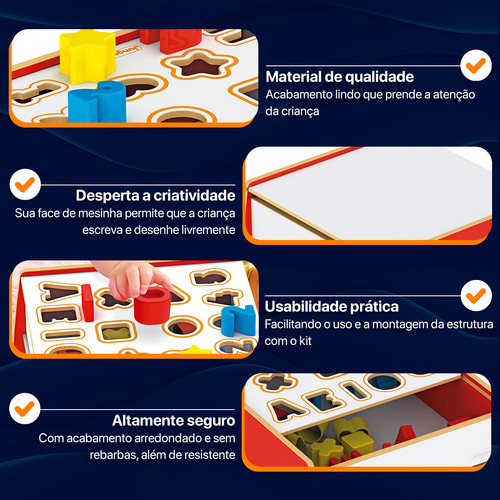 Mesinha Didática Infantil 2 Em 1 Desenho E Lógica Junges