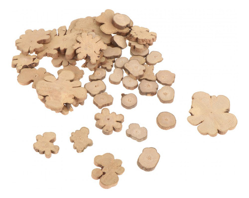 50 Piezas De Rodajas De Troncos De Madera Irregulares,