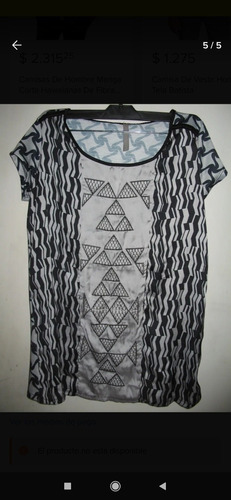 Remera Blusa Ossira M Gris Y Negra Co Tela Rasada Frente At