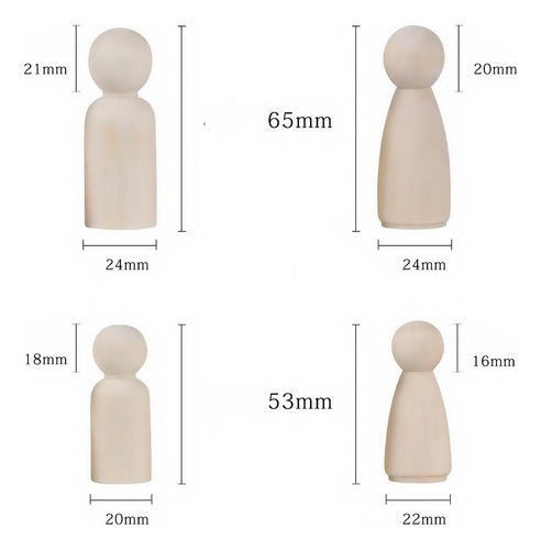 Juguetes De Muñeca De Madera Pintados Diy De 55 Piezas Para