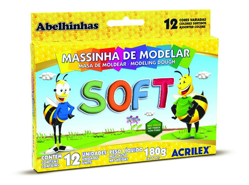 Masa Soft Acrilex 12 Colores Surtidos