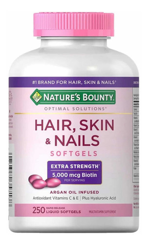 Natures Bounty Cabello Piel Y Uñas (250 Softgels) Biotina Sabor S/n