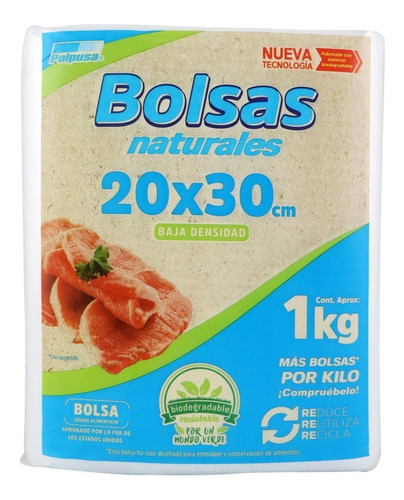 Bolsa Natural Biodegradable 20x30 Cm (caja C/25 Paq De 1kg)