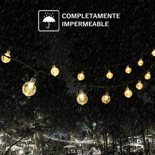 Cadena De Luz Solar Serie 12m 100leds Impermeable Acrílico