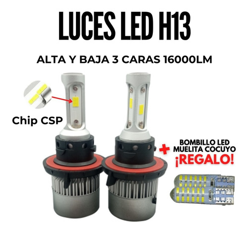 Bombillo Luces Led H13 Alta Y Baja 4 Caras Chip Csp 16000lm