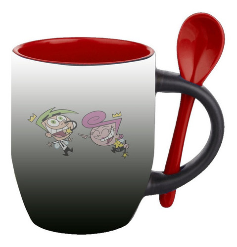 Mug Magico Con Cuchara Dibujos Animados   R67