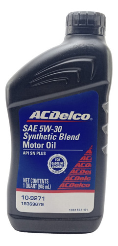 Aceite Motor 5w30 Semi Sintetico Acdelco (caja 12 Unidades)