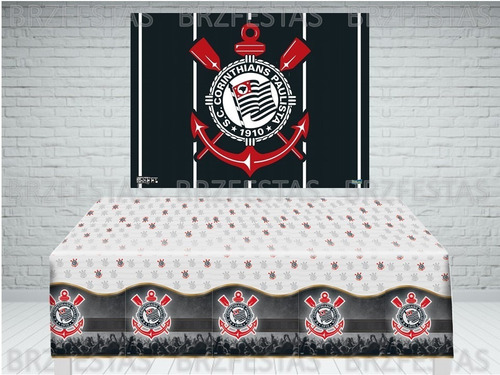 Corinthians * Kit Decoração Festa * Painel + Toalha De Mesa 