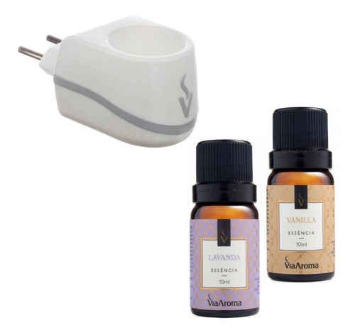 Aromatizador Elétrico + Essência - Escolha A Cor E Essência! Cor Branco C/ Vanilla E Lavanda Bivolt