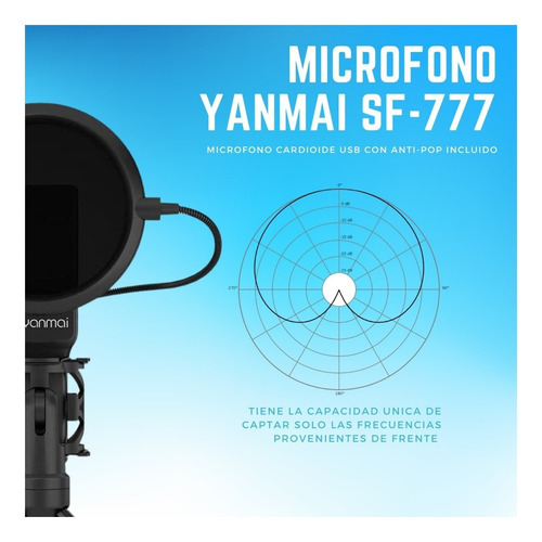 Micrófono Yanmai SF-777 condensador cardioide negro
