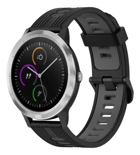 Correa De Reloj De Silicona Negra Y Gris De 20 Mm Para Garmi