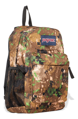 Mochila Jansport Cross Town Plus Camuflaje Backpack Casual Diseño De La Tela Lisa