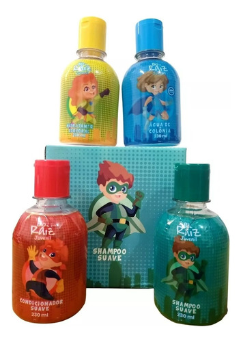 Kit Criança Infantil Juvenil Bio Raiz 4 Itens Shampoo Promo
