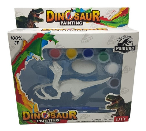 Kit De Pintura Dinosaurio Temperas Creativo