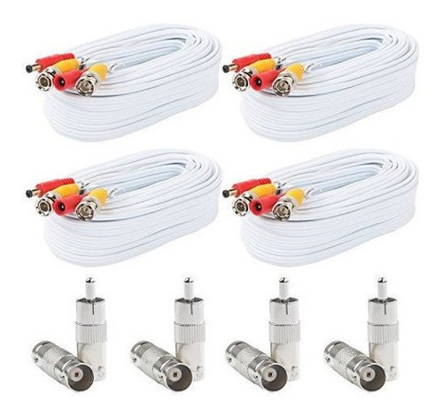 Postta Bnc Video Power Cable 4 Pack 50 Pies Premade Allinone