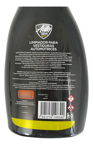 Limpiador Asientos Tela Piel Vestiduras Espuma P/auto 600ml