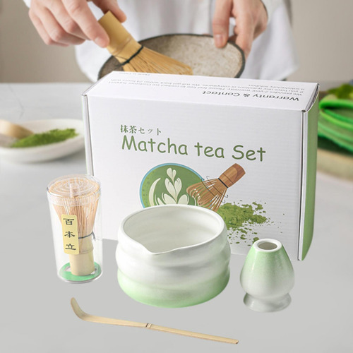 Matcha Set Con Soporte De Batalla Utensilios Gradiente Verde