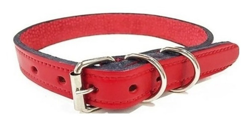 Collar P/ Perro Cuero Natural Ancho 20 Mm, Largo 44 Cm Rojo