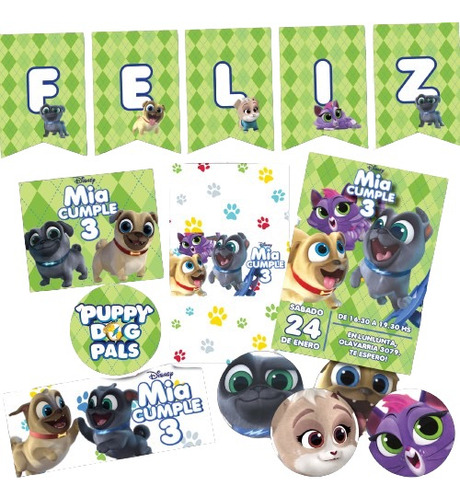 Kit Imprimible Personalizado Puppy Dog Pals Candy Cumple