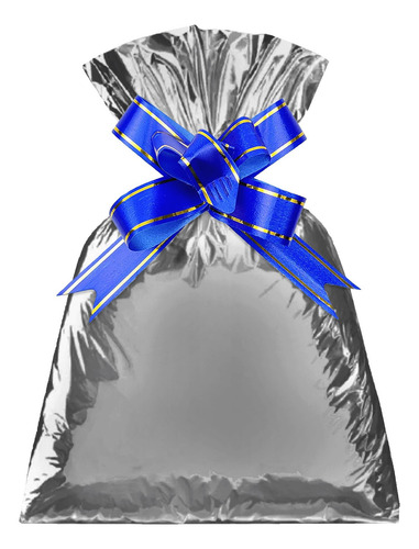 100 Unidades - Saco De Presente 20x29cm Prata Metal