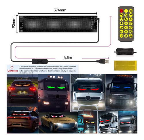 Programable Pantalla Flexible Led Devil Ojos 9.2x37.4cm 1pcs