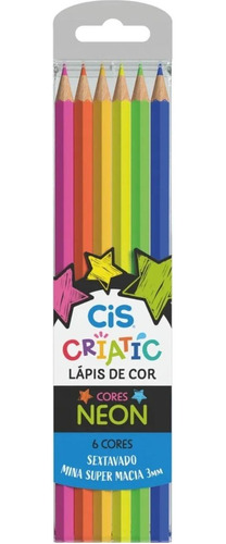 Lápis De Cor Criatic Neon Com 6 Cores Cis