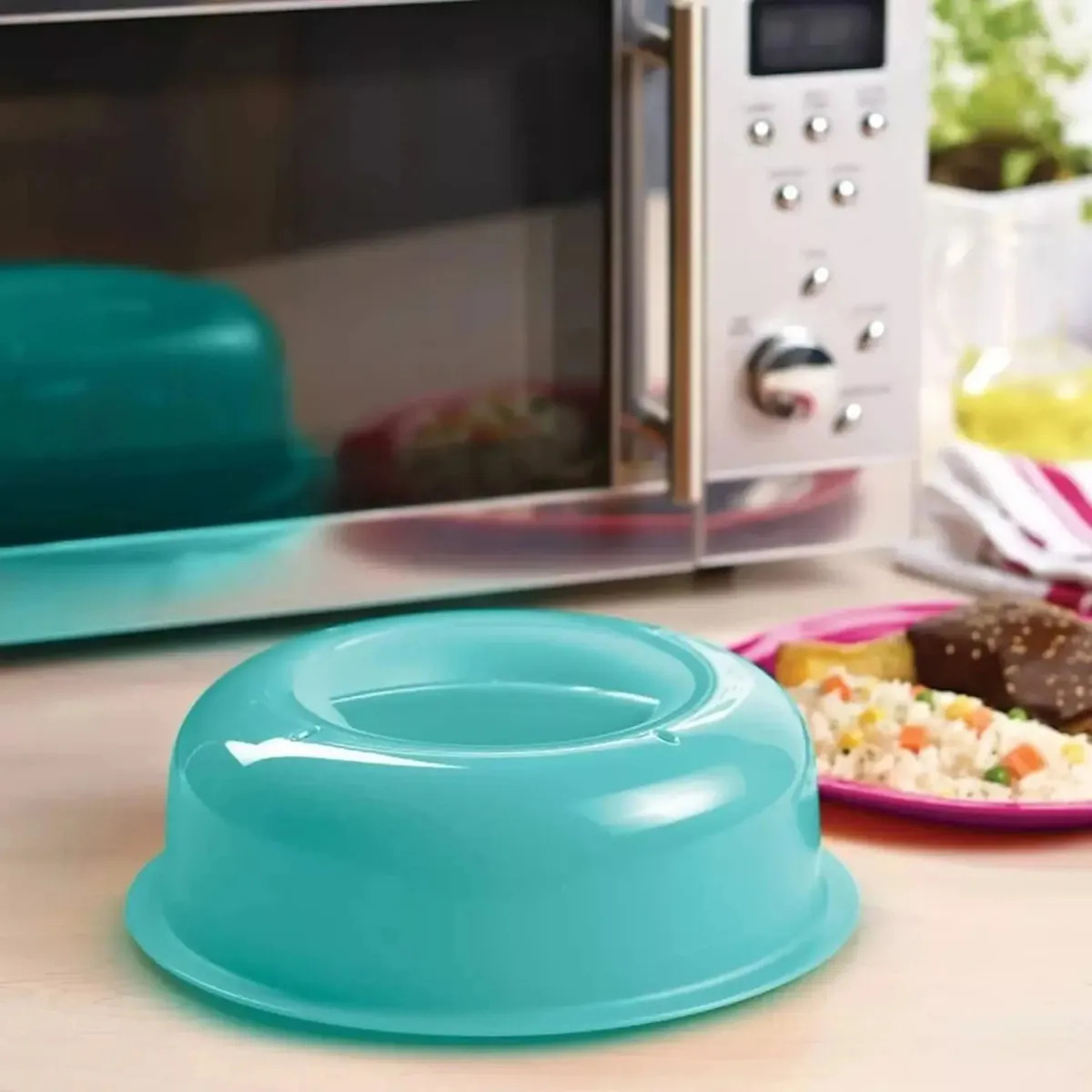 Tampa Tupperware para aquecimento de microondas sem BPA 24,4x7,8 turquesa
