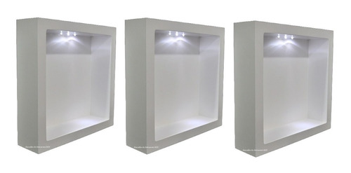 Trio Nicho Quad Simp 31x31x12 Pintado Led E Pilha Gratis Mdf