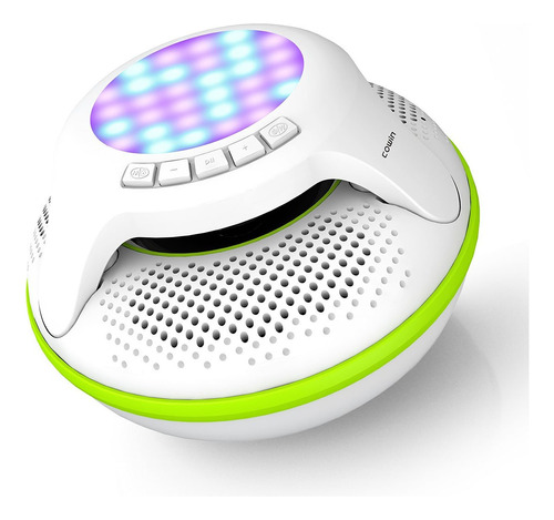 Bocina Bluetooth Cowin Altavoz Inalámbrico con Sonido Estéreo HD Reproducción Manos Libres Portátil Altavoz Impermeable Con Rgb Luces,Uso de piscina，impermeables IPX7 Color Blanco