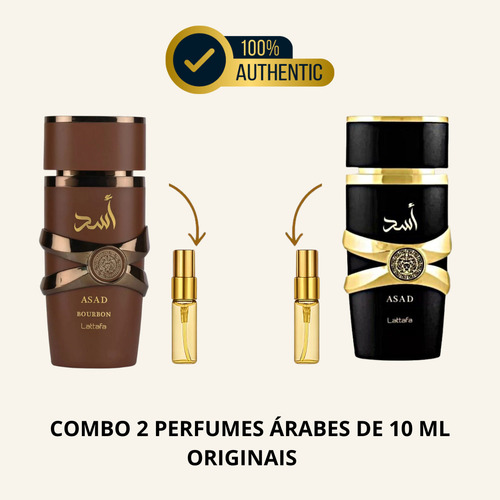Kit 2 Perfume Árabe 10ml Asad Bourbon E Asad Edp