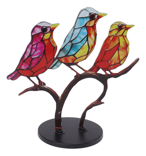 Tableta Con Adornos De Pájaros Coloridos En El Escritorio De