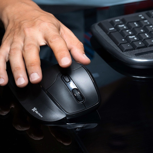 Mouse sem fio Ergonom Semi Vert com teclado colorido preto Klipxtreme Kmw-750