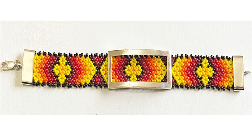 Pulsera De Arte Huichol Con Plata Ley 925. Envío Gratuito